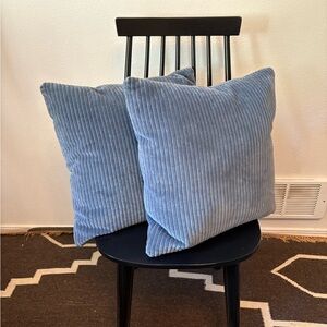 Blue Corduroy Throw Pillow Covers - Schumacher